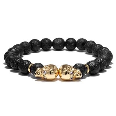 Armband "Twinskull Lava" goldfarbig